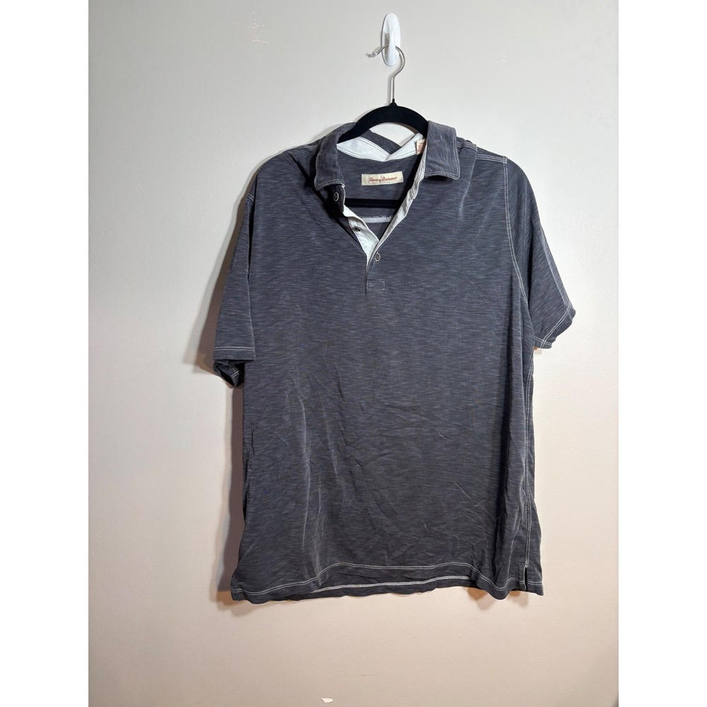 Tommy Bahama Mens XL Gray Modal Blend Short Sleeve Polo Shirt Heathered Casual